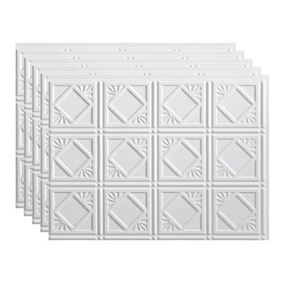 FASDE Traditional Style/Pattern 4 Decorative Vinyl 18in x 24in Backsplash Panel in Matte White (5 Pack)