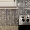 FASDE Traditional Style/Pattern 4 Decorative Vinyl 18in x 24in Backsplash Panel in Crosshatch Silver (5 Pack) view 2