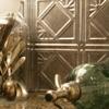 FASDE Traditional Style/Pattern 4 Decorative Vinyl 18in x 24in Backsplash Panel in Crosshatch Silver (5 Pack) view 4