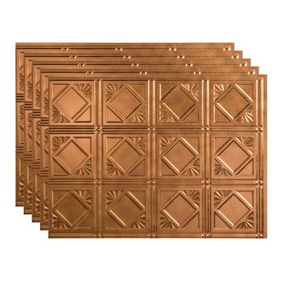 FASDE Traditional Style/Pattern 4 Decorative Vinyl 18in x 24in Backsplash Panel in Antique Bronze (5 Pack)