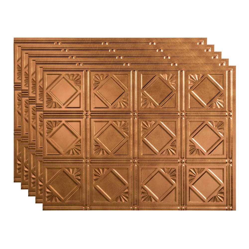 FASDE Traditional Style/Pattern 4 Decorative Vinyl 18in x 24in Backsplash Panel in Antique Bronze (5 Pack)