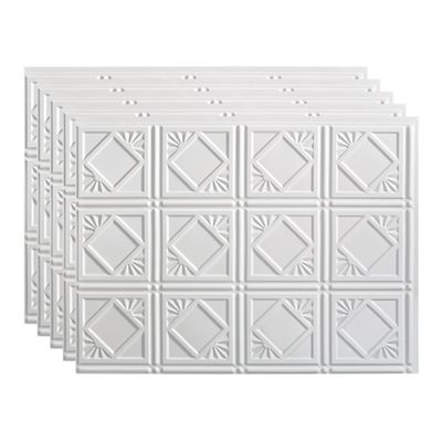 FASDE Traditional Style/Pattern 4 Decorative Vinyl 18in x 24in Backsplash Panel in Gloss White (5 Pack)