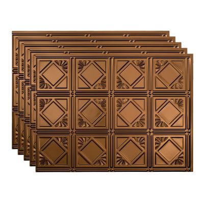 FASDE Traditional Style/Pattern 4 Decorative Vinyl 18in x 24in Backsplash Panel in Oil-Rubbed Bronze (5 Pack)
