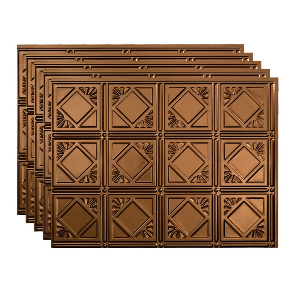 FASDE Traditional Style/Pattern 4 Decorative Vinyl 18in x 24in Backsplash Panel in Oil-Rubbed Bronze (5 Pack)