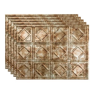 FASDE Traditional Style/Pattern 4 Decorative Vinyl 18in x 24in Backsplash Panel in Bermuda Bronze (5 Pack)
