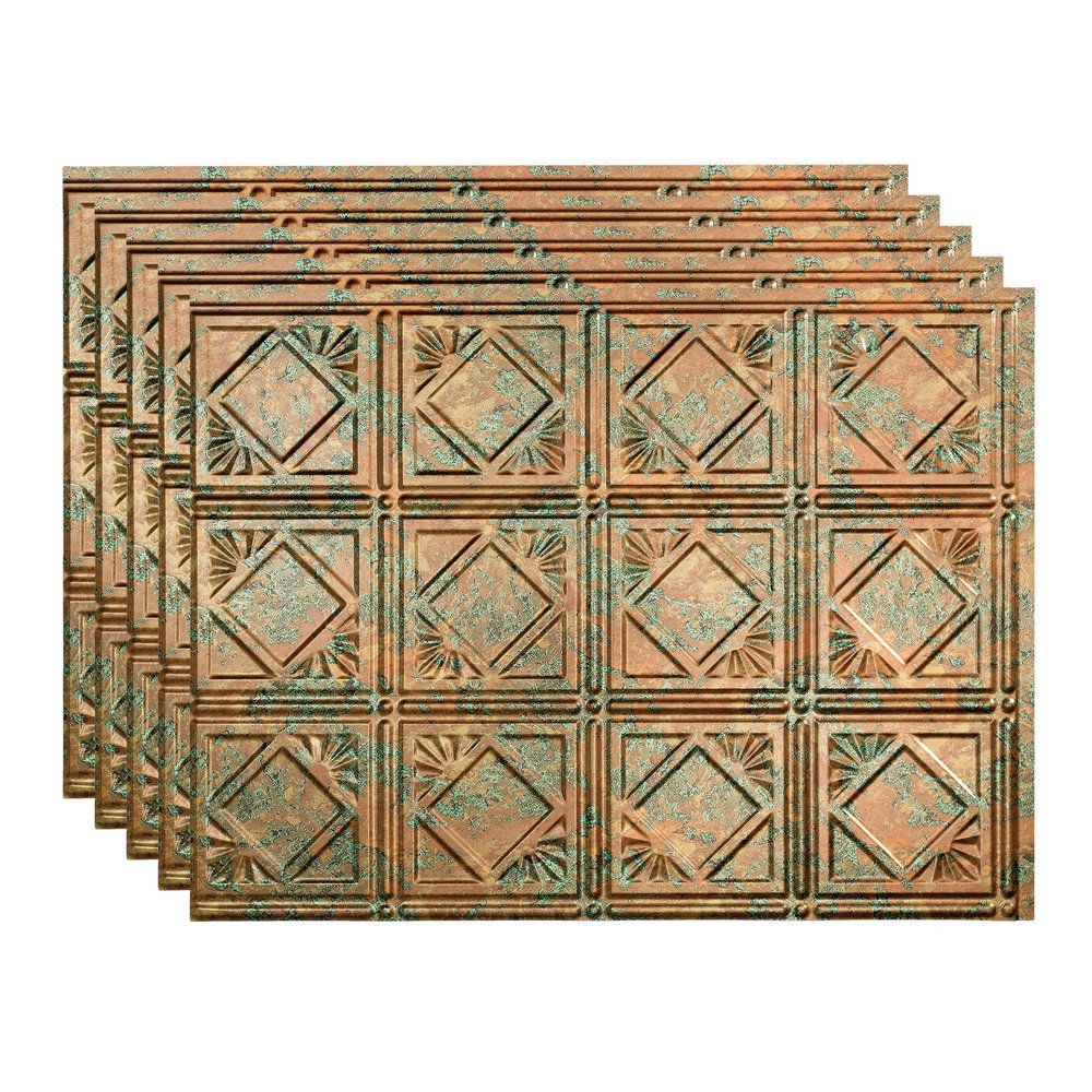 FASDE Traditional Style/Pattern 4 Decorative Vinyl 18in x 24in Backsplash Panel in Copper Fantasy (5 Pack)