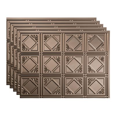FASDE Traditional Style/Pattern 4 Decorative Vinyl 18in x 24in Backsplash Panel in Argent Bronze (5 Pack)