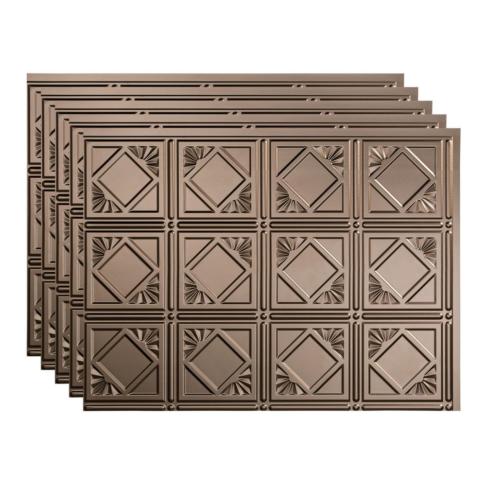 FASDE Traditional Style/Pattern 4 Decorative Vinyl 18in x 24in Backsplash Panel in Argent Bronze (5 Pack)