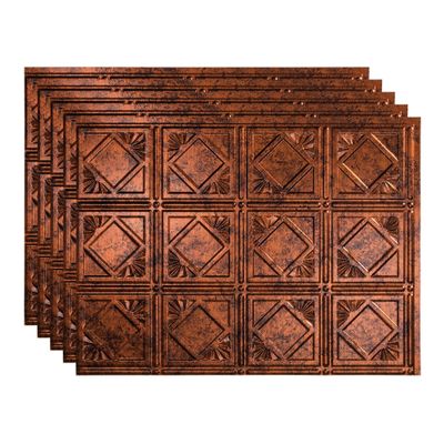 FASDE Traditional Style/Pattern 4 Decorative Vinyl 18in x 24in Backsplash Panel in Moonstone Copper (5 Pack)