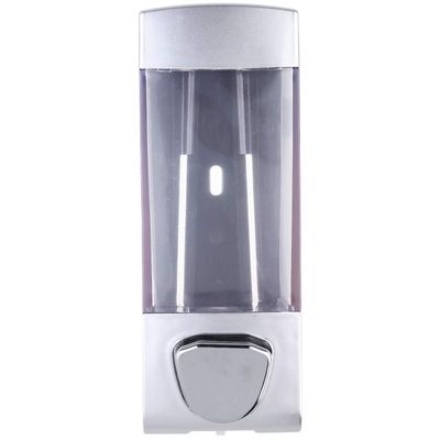 350ml Press Pump Soap Dispenser Bottle Wall-Mounted Shower Box Silver (Single Nozzle)