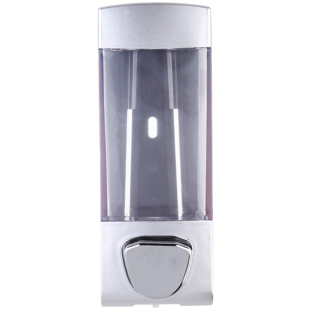 350ml Press Pump Soap Dispenser Bottle Wall-Mounted Shower Box Silver (Single Nozzle)