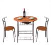 3 Piece Wooden Dining Set Compact 2 Chairs and Table Set with Metal Frame and Wine Rack Bistro Pub Breakfast Space Saving for Apartment and Kitchen (Brown Wood) view 1