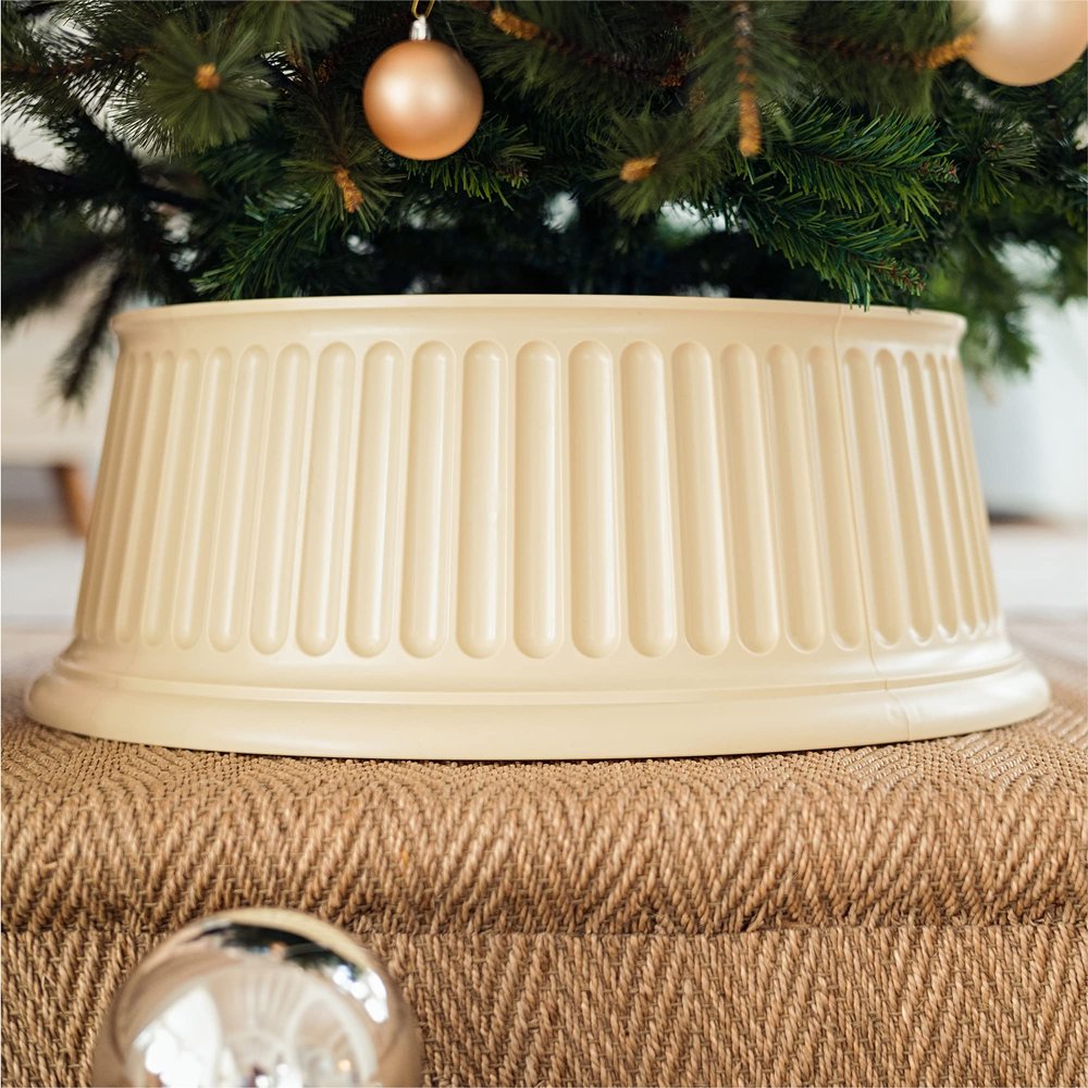 Tree Nest Christmas Tree Collar Round Classic Christmas Tree Skirt Basket Base Stand Durable for Xmas Tree Decoration RomeBeige,XL