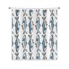 OERJU 72x84inch Cute Animals Cartoon Shower Curtain Blue and White Fishes Funny Scence Style Design Waterproof Fabric Polyester Kids Bathroom Curtain Decor Bath Accessories Durable with Hooks view 1