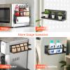 Magnetic Shelf with Paper Towel Holder for Fridge/Washing Machine/Garage, Magnet Kitchen Spice Rack for Refrigerator, Wall Mount Storage Organizers (Black) view 4