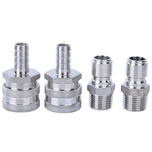4pcs G1/2in Male Thread,Stainless Steel Quick Disconnect Set Beer Brewing Connector Kit, Home Brew Brewing Fitting Connector