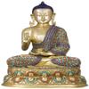 Exotic India Tibetan Buddhist Shakyamuni Buddha on Double Lotus Seat, Multicolor view 1