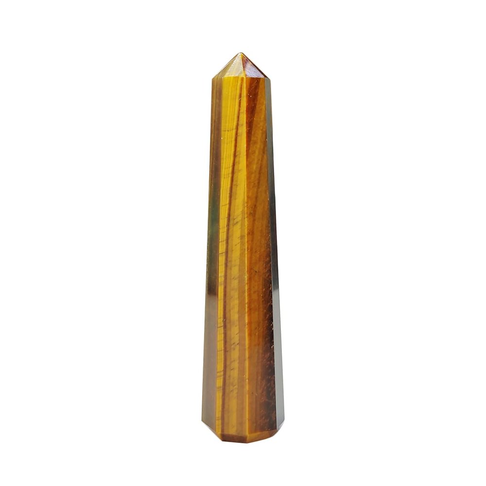 Shubhanjali Reiki Stones Crystal Tiger Eye Stone Pencil Obelisks Natural Energised Point Pencil,Tiger Eye Obelisk Generator Pencil Stone Wand,Tiger Eye Pencil Healing Stone