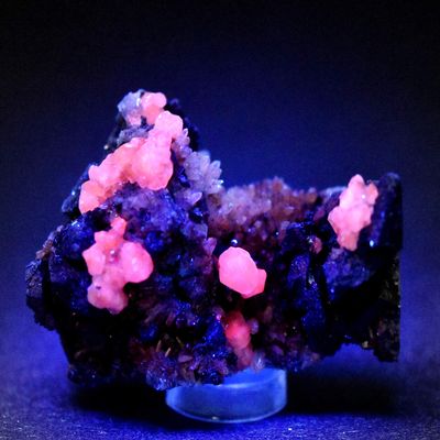 200ct 47mm Hematoid Red Quartz w/Calcite & Galen Rough Cluster Rose Glowing Under SW UV Natural Gemstone Crystal Mineral Collectible Specimen - Jiangxi,China