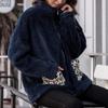 ZBYY Womens Faux Shearling Jacket Casual Lapel Fleece Fuzzy Outwear Shaggy Winter Warm Leopard Cardigan Coat view 3