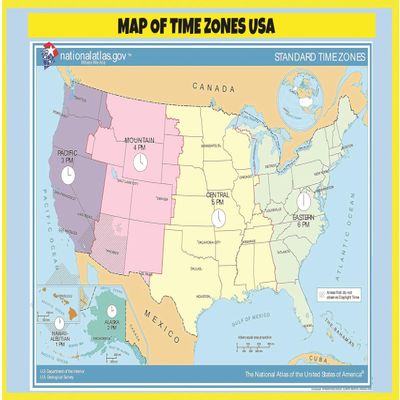 Home Comforts Large Detailed time Zones map of The United States-20 Inch by 30 Inch Laminated Poster with Bright Colors and Vivid Imagery-Fits Perfectly in Many Attractive Frames
