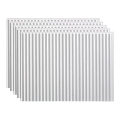 FASDE Rib Decorative Vinyl 18in x 24in Backsplash Panel in Matte White (5 Pack)