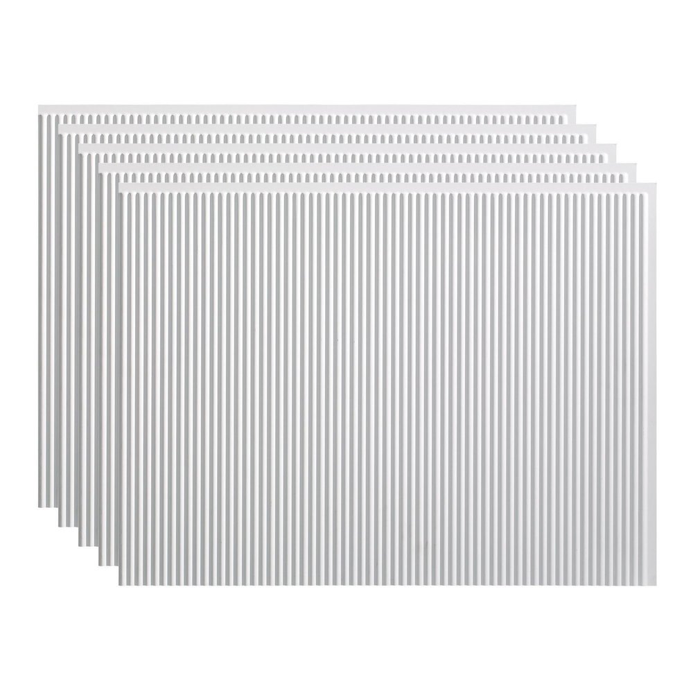 FASDE Rib Decorative Vinyl 18in x 24in Backsplash Panel in Matte White (5 Pack)