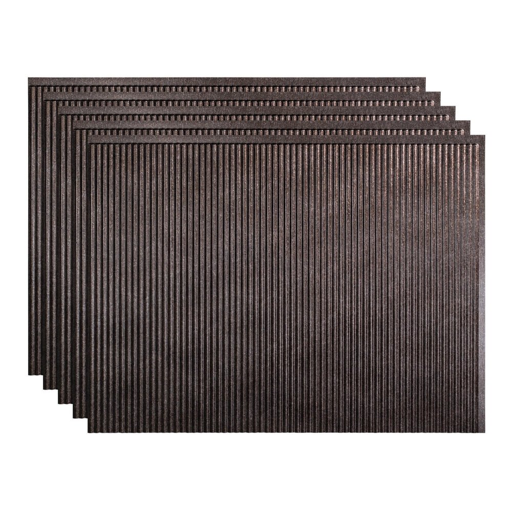 FASDE Rib Decorative Vinyl 18in x 24in Backsplash Panel in Smoked Pewter (5 Pack)