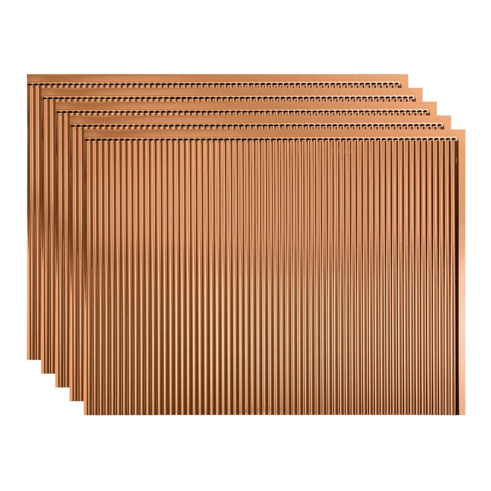 FASDE Rib Decorative Vinyl 18in x 24in Backsplash Panel in Polished Copper (5 Pack)