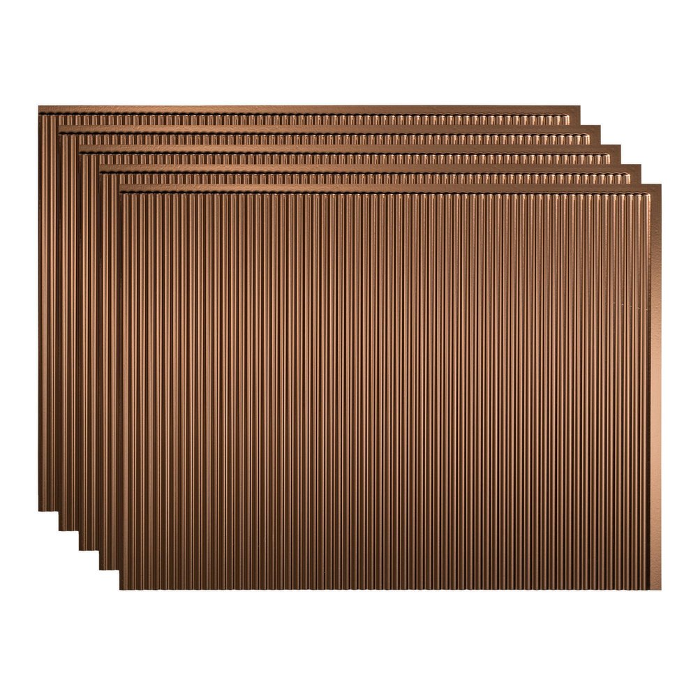 FASDE Rib Decorative Vinyl 18in x 24in Backsplash Panel in Oil-Rubbed Bronze (5 Pack)