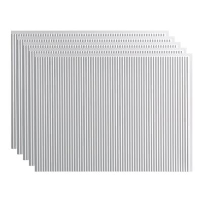 FASDE Rib Decorative Vinyl 18in x 24in Backsplash Panel in Gloss White (5 Pack)