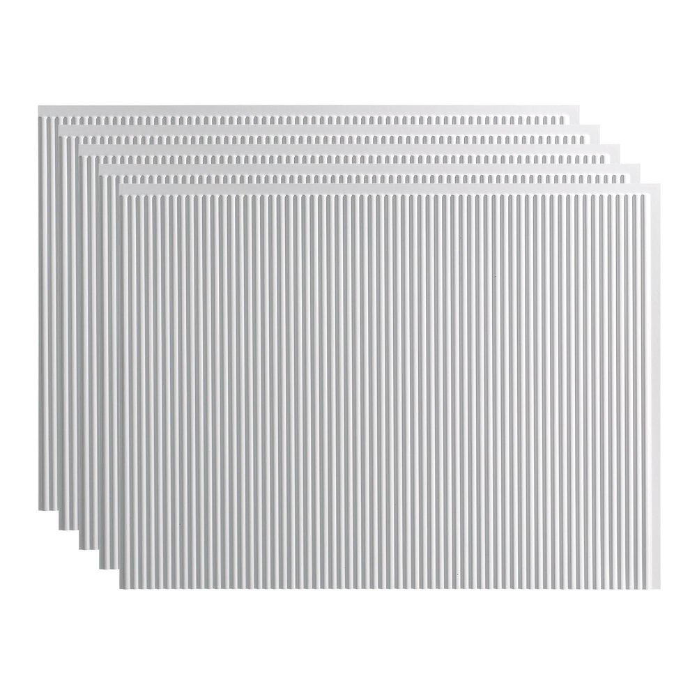 FASDE Rib Decorative Vinyl 18in x 24in Backsplash Panel in Gloss White (5 Pack)
