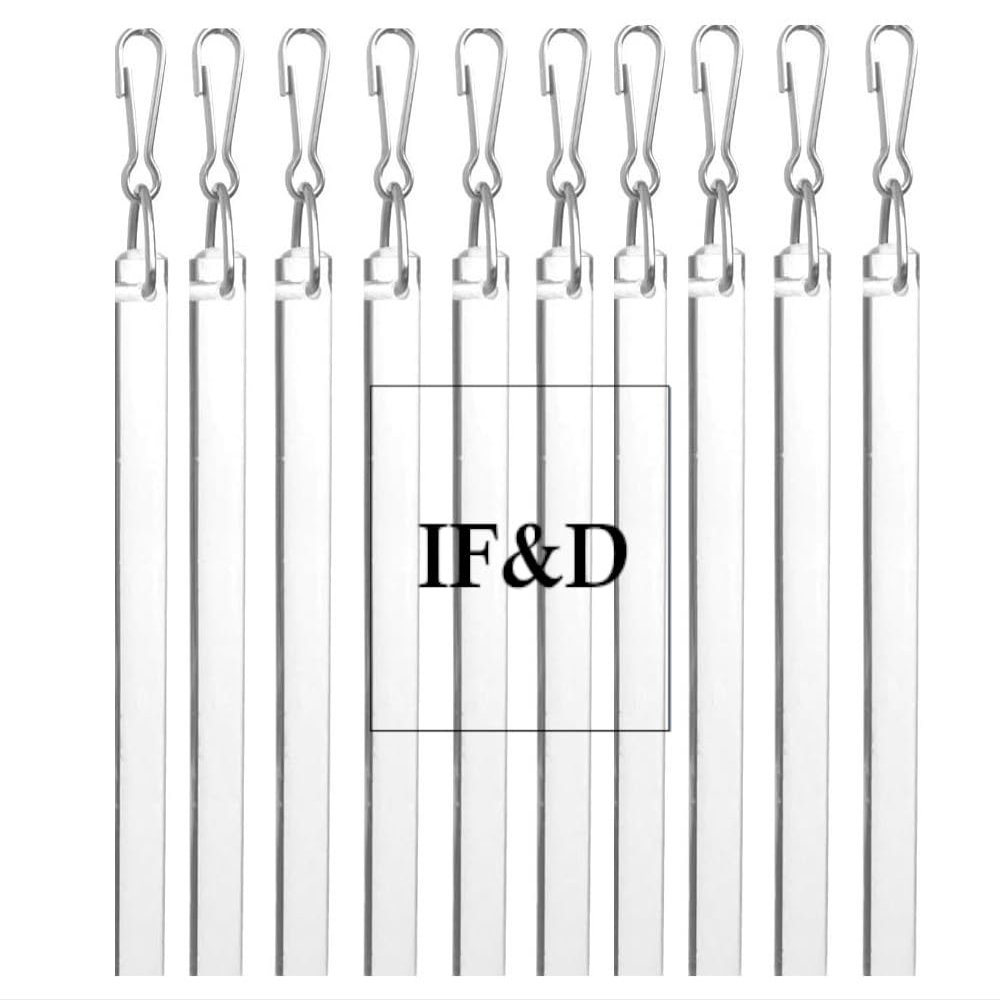 IF&D Fabrics and Drapes - 10 pack - 36 Inch (3 foot) Flexible Clear Acrylic Lucite Drapery Curtain Pull Wands - For Easy Open and Closing of Window Treatments #0288