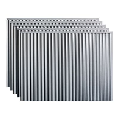 FASDE Rib Decorative Vinyl 18in x 24in Backsplash Panel in Argent Silver (5 Pack)