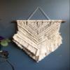 Wild Cotton Fiber Arts Handmade Macrame Wall Hanging Boho Woven Tapestry Decor 100% Organic Natural Cotton Cord on Mounted Driftwood Branch 22" W x 26" L view 1
