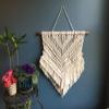 Wild Cotton Fiber Arts Handmade Macrame Wall Hanging Boho Woven Tapestry Decor 100% Organic Natural Cotton Cord on Mounted Driftwood Branch 22" W x 26" L view 2