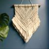Wild Cotton Fiber Arts Handmade Macrame Wall Hanging Boho Woven Tapestry Decor 100% Organic Natural Cotton Cord on Mounted Driftwood Branch 22" W x 26" L view 3