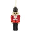 5" Red and Black Nutcracker Hanging Glass Christmas Ornament view 1