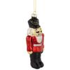 5" Red and Black Nutcracker Hanging Glass Christmas Ornament view 3