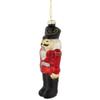 5" Red and Black Nutcracker Hanging Glass Christmas Ornament view 4