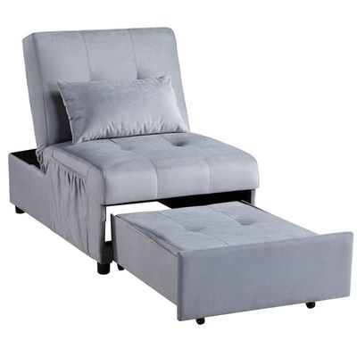 Lexicon Garrell 4 in 1 Multi Function Convertible Sleeper Bed, Chair, Lounger, Ottoman in Gray