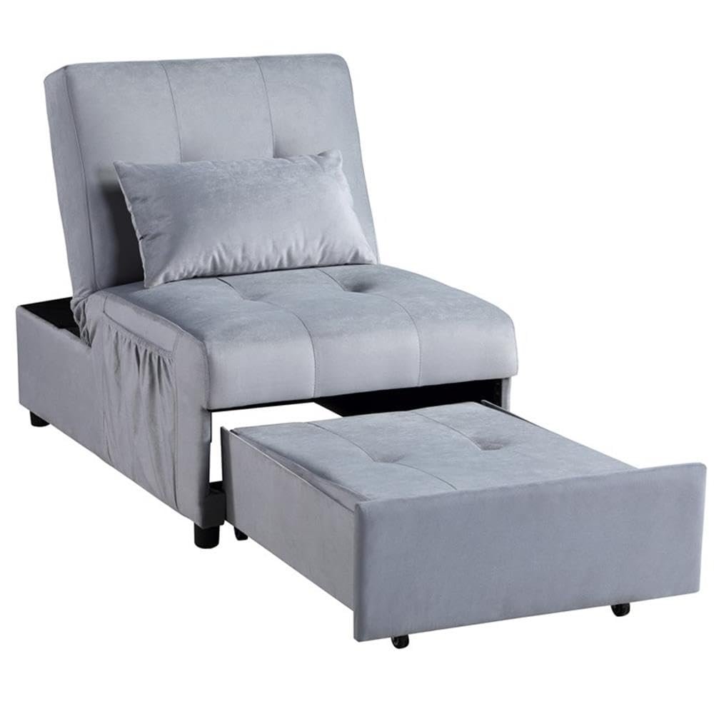 Lexicon Garrell 4 in 1 Multi Function Convertible Sleeper Bed, Chair, Lounger, Ottoman in Gray