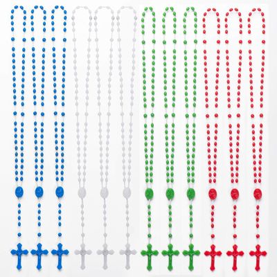 CHENXIN 100 Pack Plastic Rosary Beads, 17 Inch Assorted Color Pearlized Catholic Prayer Bead Bulk Rosaries