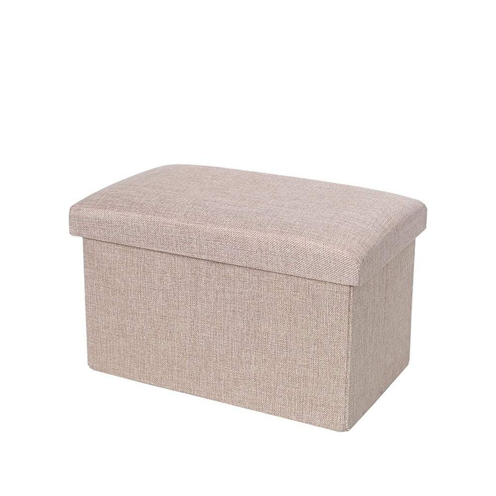Differeye Foldable Storage Box Multifunctional Cotton and Linen Finishing Box Storage Stool for Shoe Stool Cloth Storage Stool Adult Sit (Beige,252525cm)