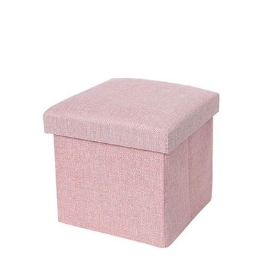 Differeye Foldable Storage Box Multifunctional Cotton and Linen Finishing Box Storage Stool for Shoe Stool Cloth Storage Stool Adult Sit (Pink,503131cm)