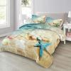Bedbay Beach Comforter Twin Size Bed Coastal Bedding Set 3 Pieces Soft Microfiber Fluffy Comforter Set Sea Life Starfish Beach Style Comforter Set for All Seasons(Coastal,Twin) view 2