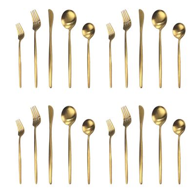 20-Piece Silverware Set,Uniturcky Gold Stainless Steel Flatware Eating Utensils With Knife Fork Spoon For Home Kitchen Restaurant, Classic Elegant Design Cutlery, Service For 4, Dishwasher Safe