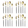 20Pcs Silverware Set For 4, Uniturcky Black Gold Stainless Steel Flatware, Knifes Forks Spoons Set For Home Kitchen Restaurant, Dishwasher Safe view 1
