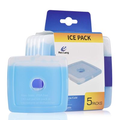 REV. LANG Cold Ice Freezer Pack for Lunch Box/Bag Original Cool Healthy Reusable Hard Slim Lightweight Long Lasting for Coolers Backpack Outdoor Camping (150g,Set of 5)