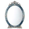 Desktop Mirror Makeup Mirror European Style Retro Metal Princess Dressing Mirror HD Desktop Countertop Mirror, Sapphire Blue/Silver White view 1